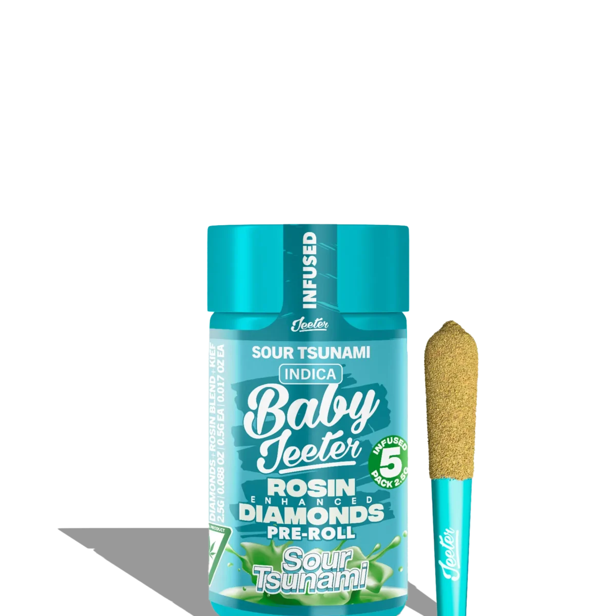 Live Rosin Enhanced Baby Jeeter Sour Tsunami Infused Preroll 5-pack Baby Jeeter Sour